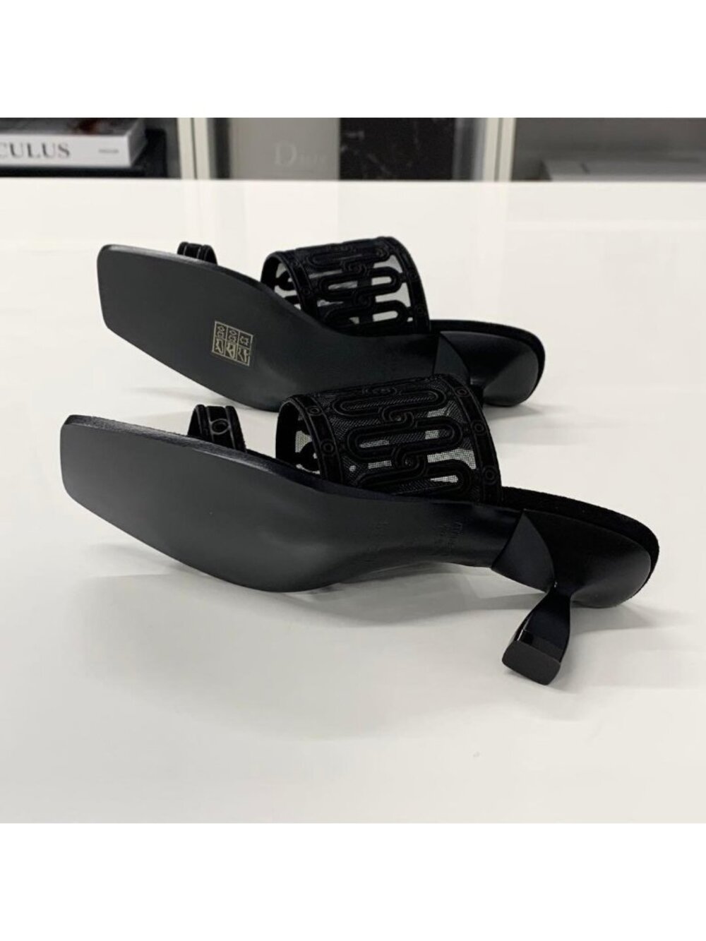 ★SOLD★ Hermes Gioia Suede Mesh Sandals Black - Picture 7 of 11
